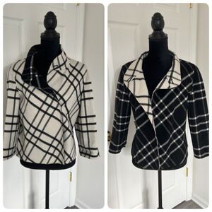 Wool reversible coat blazer white black Sz Medium